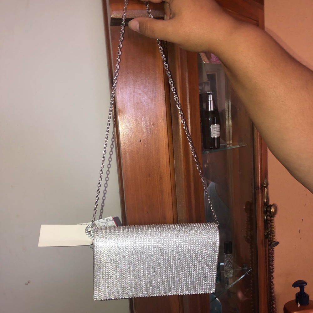 Silver bling clutch/min purse